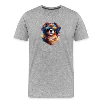 Épagneul tibétain avec lunettes de soleil - T-shirt bio Premium Homme - gris chiné - Devant - Damien (186cm)