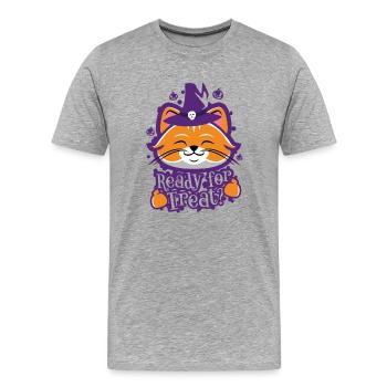 Mignon Drôle Halloween Kitty - T-shirt bio Premium Homme - gris chiné - Devant - Damien (186cm)