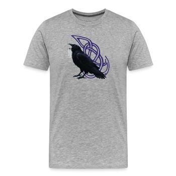 Krähe mit rosenkranz und keltischem Knotenmuster - Männer Premium Bio T-Shirt - Grau meliert - Vorne - Damien (186cm)