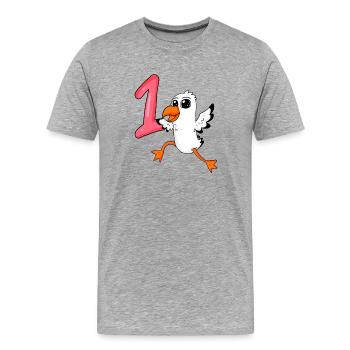 Number 1 Number One - Seagull Motif - Men's Premium Organic T-Shirt - heather grey - Front - Damien (186cm)