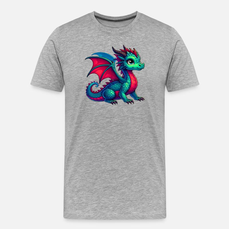 Drache - Männer Premium Bio T-Shirt - Grau meliert