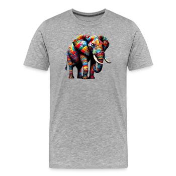 Éléphant - T-shirt bio Premium Homme - gris chiné - Devant - Damien (186cm)