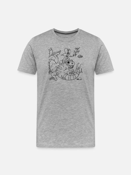 Iguana Jungle Coloring Page Hand Illustrated - Men's Premium Organic T-Shirt - heather grey
