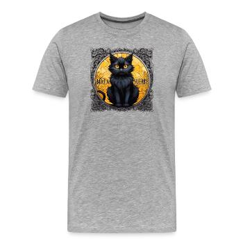 Schwarze Katze Mala Suerte - Männer Premium Bio T-Shirt - Grau meliert - Vorne - Damien (186cm)