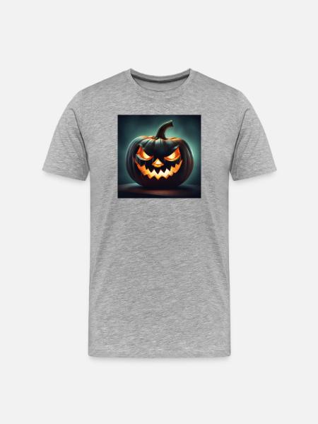 Halloween, Pumpkin, Monster - Men's Premium Organic T-Shirt - heather grey