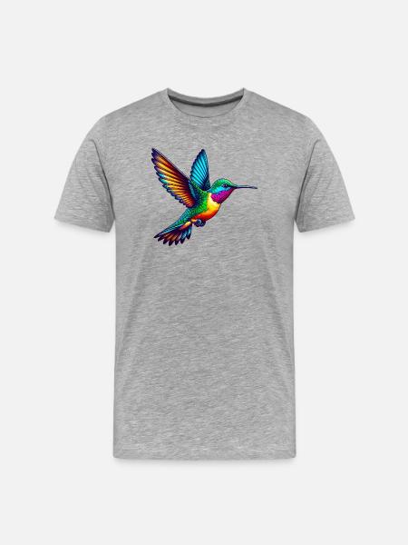 Kolibri - Männer Premium Bio T-Shirt - Grau meliert