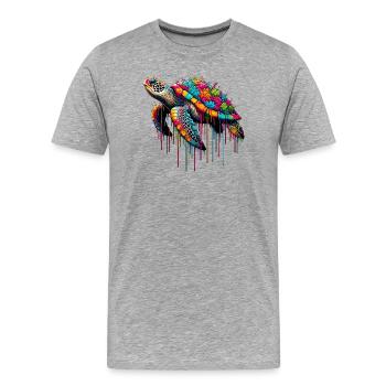 Tortue - T-shirt bio Premium Homme - gris chiné - Devant - Damien (186cm)