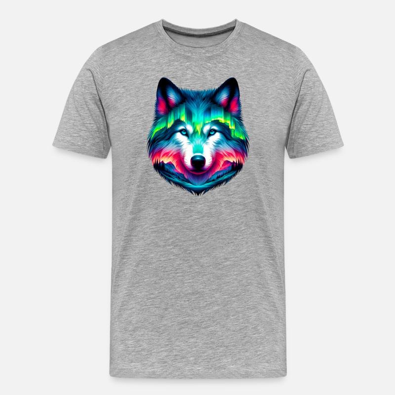 Wolf - Männer Premium Bio T-Shirt - Grau meliert