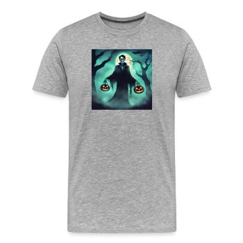 halloween, undead, monster, scary - Men's Premium Organic T-Shirt - heather grey - Front - Damien (186cm)