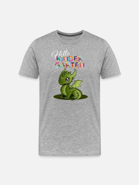Hello Kindergarten - Männer Premium Bio T-Shirt - Grau meliert