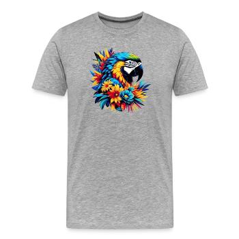 Papagei - Männer Premium Bio T-Shirt - Grau meliert - Vorne - Damien (186cm)