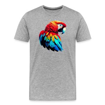Perroquet - T-shirt bio Premium Homme - gris chiné - Devant - Damien (186cm)
