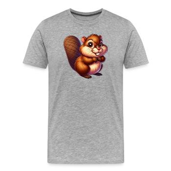 Bieber - Männer Premium Bio T-Shirt - Grau meliert - Vorne - Damien (186cm)