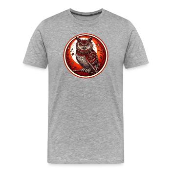 Roter Eulenkreis Emblem - Eule - Nachtvogel - Männer Premium Bio T-Shirt - Grau meliert - Vorne - Damien (186cm)