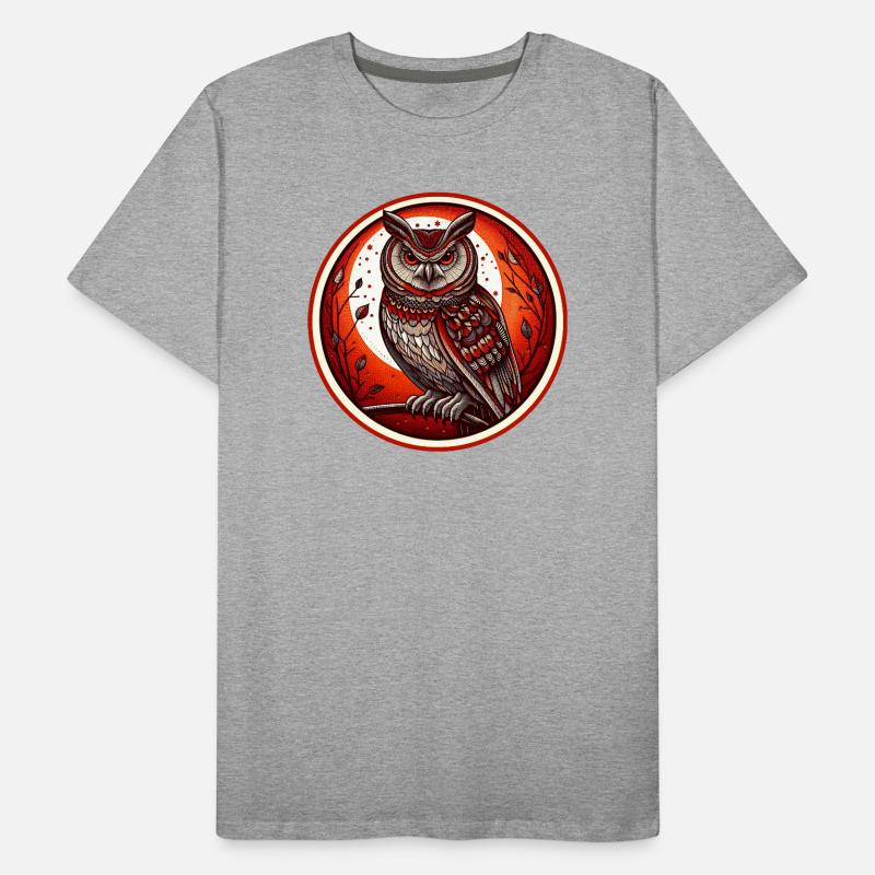 Roter Eulenkreis Emblem - Eule - Nachtvogel Männer Premium Bio T-Shirt