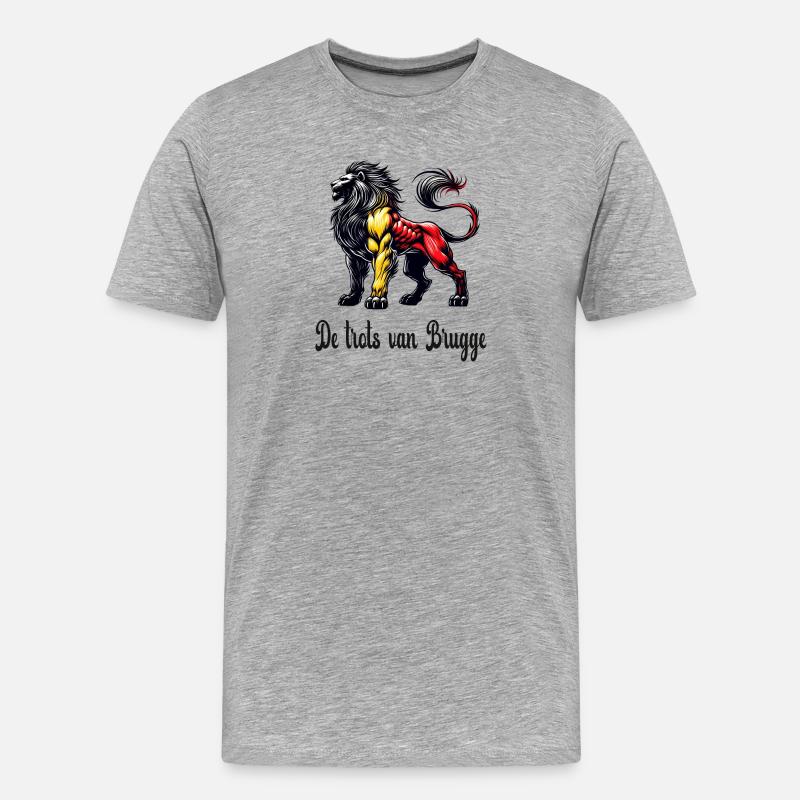 Brügge Löwen Flaggen Design - Männer Premium Bio T-Shirt - Grau meliert