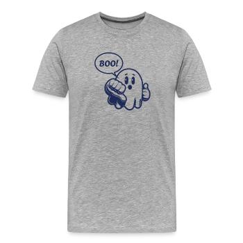 Fantôme, BOO, Boo, pouces vers le bas, drôle, drôle - T-shirt bio Premium Homme - gris chiné - Devant - Damien (186cm)