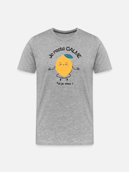 Citron kawaii rêveur - T-shirt bio Premium Homme - gris chiné