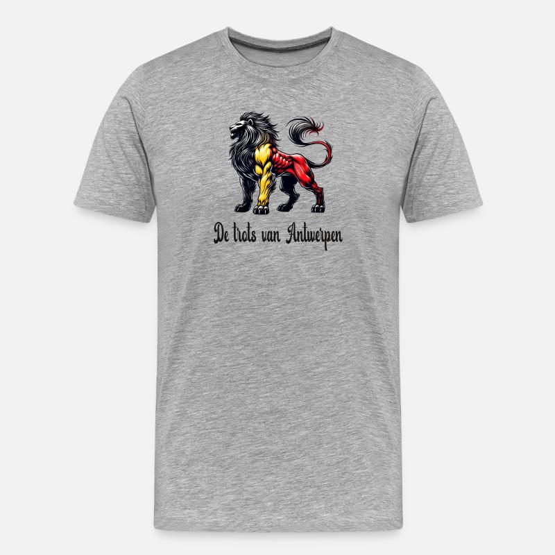 Antwerpen Löwen Flaggen Design - Männer Premium Bio T-Shirt - Grau meliert
