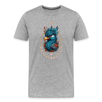 Charming and majestic blue bird. - Men's Premium Organic T-Shirt - heather grey - Front - Damien (186cm)