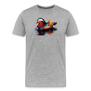 Canard mandarin - T-shirt bio Premium Homme - gris chiné - Devant - Damien (186cm)