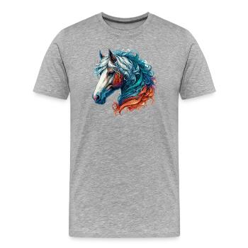Cheval - T-shirt bio Premium Homme - gris chiné - Devant - Damien (186cm)