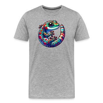 Gecko - Men's Premium Organic T-Shirt - heather grey - Front - Damien (186cm)