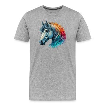 Cheval - T-shirt bio Premium Homme - gris chiné - Devant - Damien (186cm)