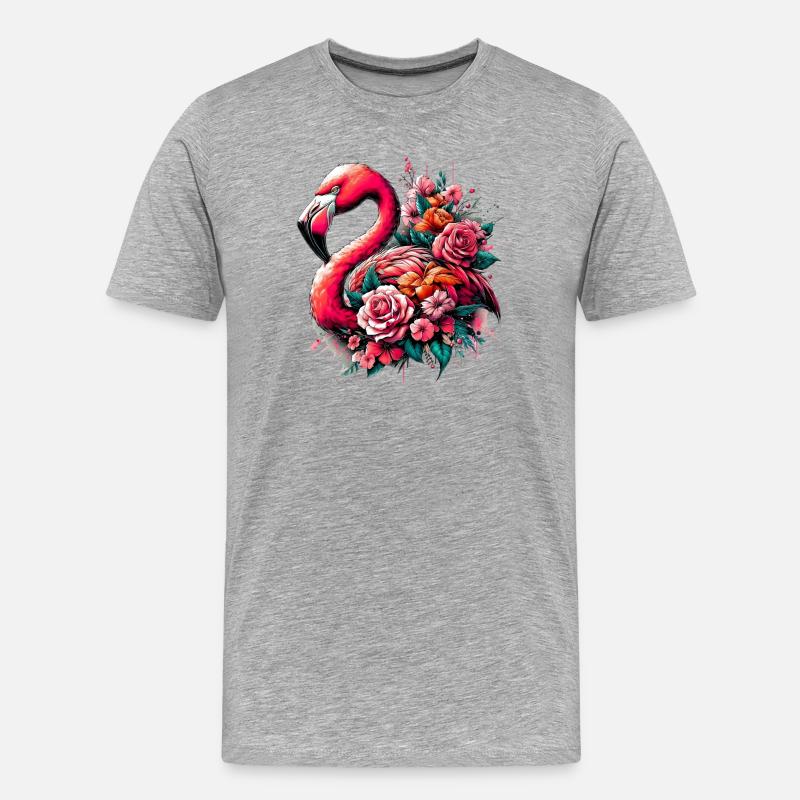 Flamingo - Männer Premium Bio T-Shirt - Grau meliert