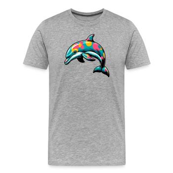 Delfin - Männer Premium Bio T-Shirt - Grau meliert - Vorne - Damien (186cm)