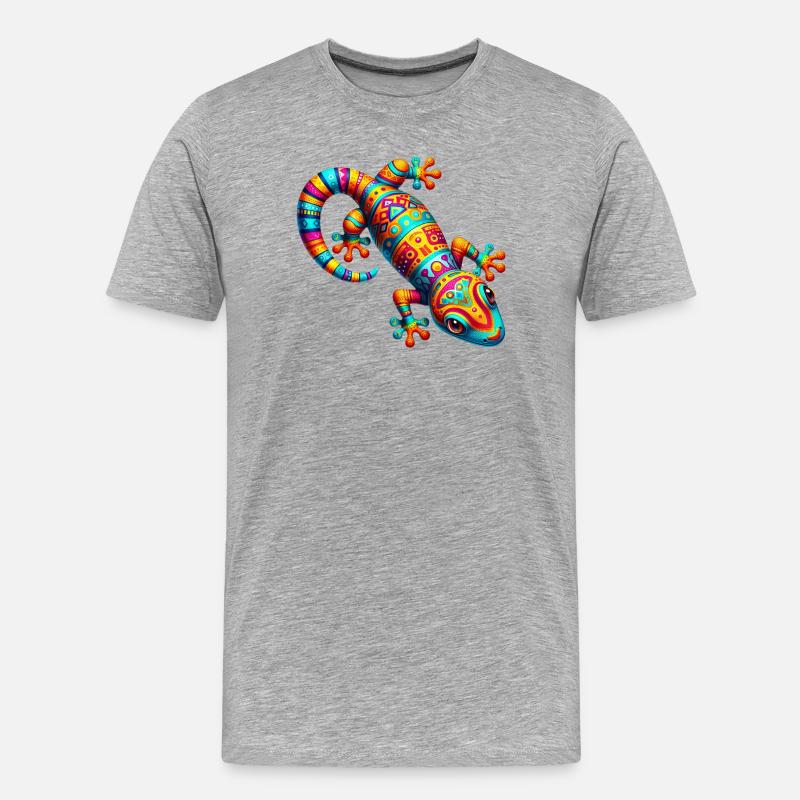 Gecko - Männer Premium Bio T-Shirt - Grau meliert