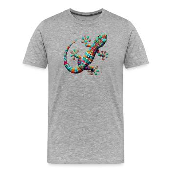 Gecko - T-shirt bio Premium Homme - gris chiné - Devant - Damien (186cm)