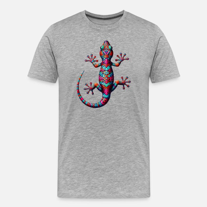 Gecko - Männer Premium Bio T-Shirt - Grau meliert