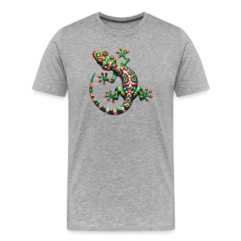 Gecko - T-shirt bio Premium Homme - gris chiné - Devant - Damien (186cm)