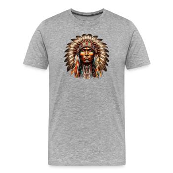 Amérindien Américain - T-shirt bio Premium Homme - gris chiné - Devant - Damien (186cm)