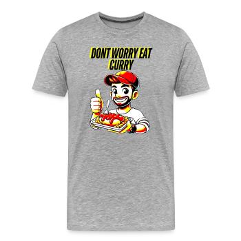 Curry Liebe und alles wird gut - Männer Premium Bio T-Shirt - Grau meliert - Vorne - Damien (186cm)