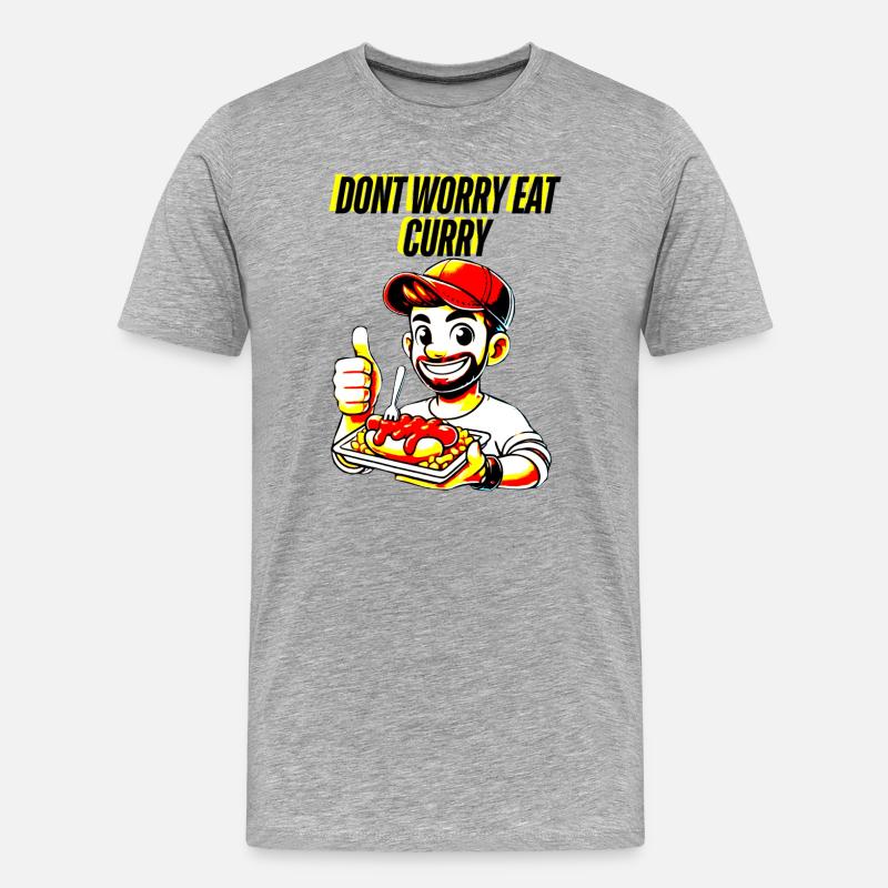 Curry Liebe und alles wird gut - Männer Premium Bio T-Shirt - Grau meliert