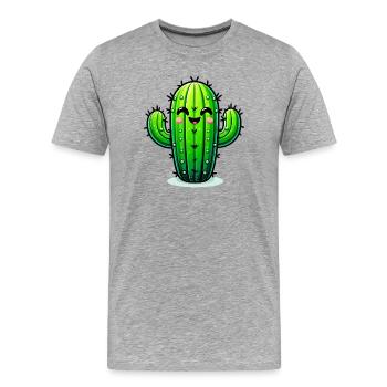 Kaktus - Männer Premium Bio T-Shirt - Grau meliert - Vorne - Damien (186cm)