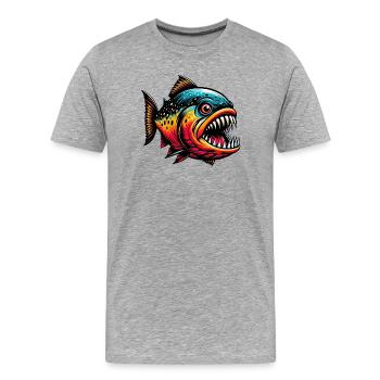 Piranha - Men's Premium Organic T-Shirt - heather grey - Front - Damien (186cm)