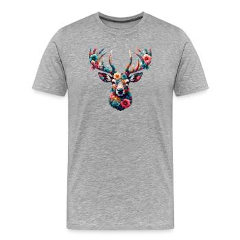 Cerf - T-shirt bio Premium Homme - gris chiné - Devant - Damien (186cm)