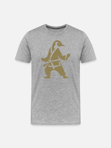 Penguin Karate Martial Arts Silhouette - Men's Premium Organic T-Shirt - heather grey