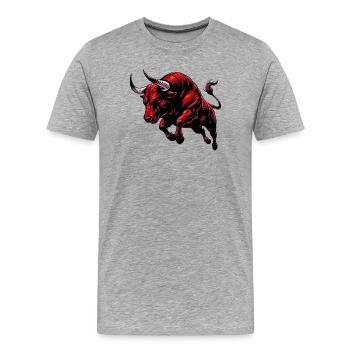 Stier - Männer Premium Bio T-Shirt - Grau meliert - Vorne - Damien (186cm)