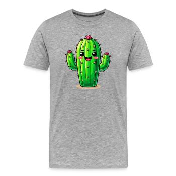 Kaktus - Männer Premium Bio T-Shirt - Grau meliert - Vorne - Damien (186cm)
