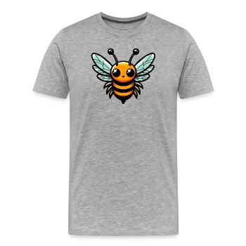 Biene - Männer Premium Bio T-Shirt - Grau meliert - Vorne - Damien (186cm)