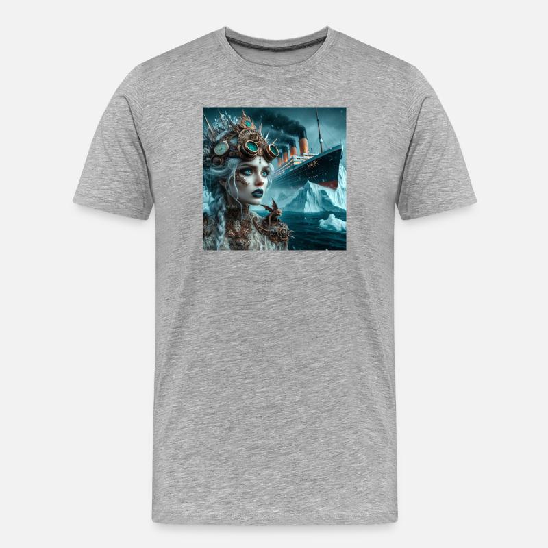 Steampunk Meerjungfrau Titanic - Männer Premium Bio T-Shirt - Grau meliert