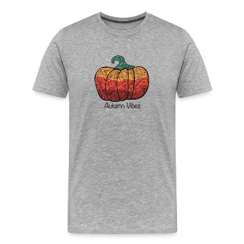 Mandala Automne Citrouille Automne Vibrations d’automne - T-shirt bio Premium Homme - gris chiné - Devant - Damien (186cm)