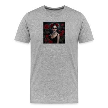 Vampirdame - Männer Premium Bio T-Shirt - Grau meliert - Vorne - Damien (186cm)