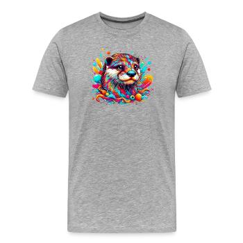 Otter - Männer Premium Bio T-Shirt - Grau meliert - Vorne - Damien (186cm)