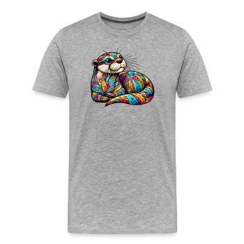 Loutre - T-shirt bio Premium Homme - gris chiné - Devant - Damien (186cm)