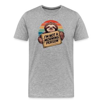 Pas une personne du matin paresseux - T-shirt bio Premium Homme - gris chiné - Devant - Damien (186cm)